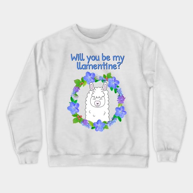 Will you be my llamentine? Cute llama valentines day Crewneck Sweatshirt by Purrfect